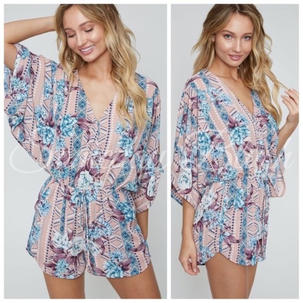 Mauve Floral Print Romper